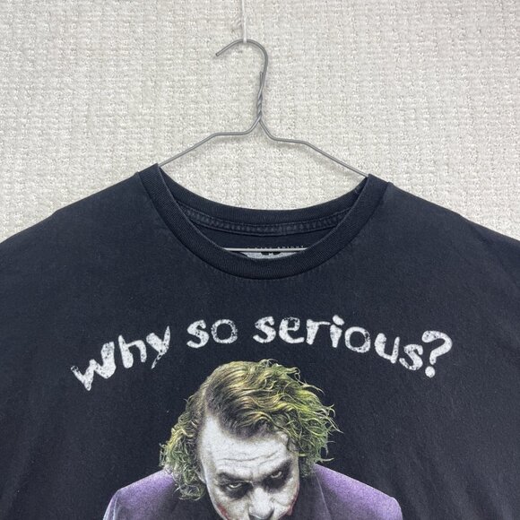Y2K The Dark Knight Joker Heath Ledger Why So Serious Batman Black Shirt Men XL - Picture 2 of 15
